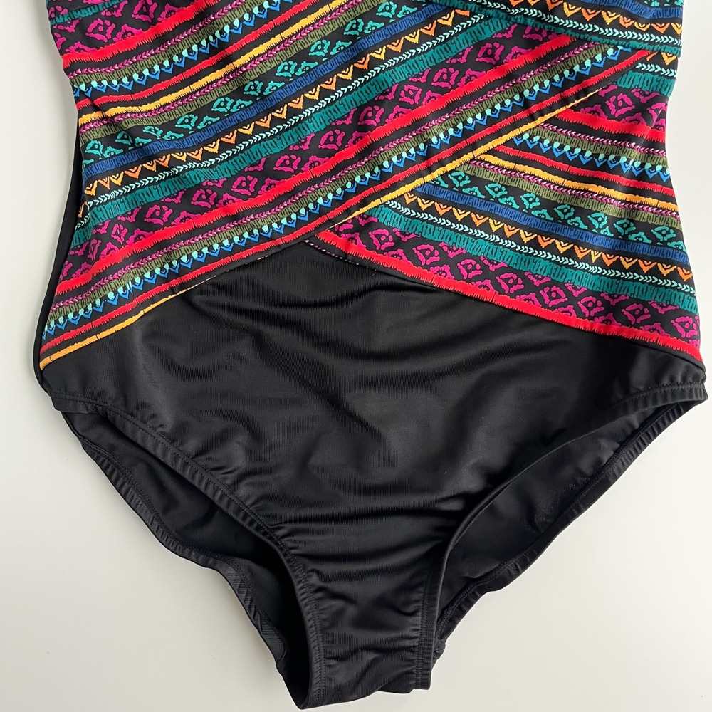 Miraclesuit Raya De Sol Brio One Piece Slimming Swimsuit Womens 14 Black Mutli - Picture 6 of 11